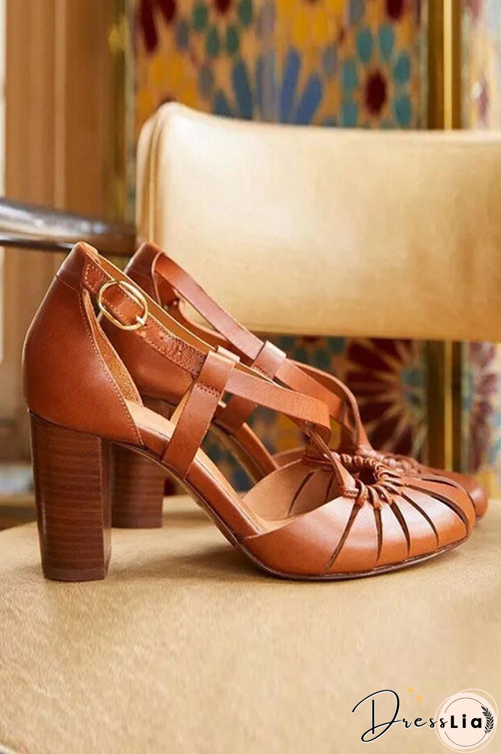 Multi Cross Strap Chunky High Heel Sandals