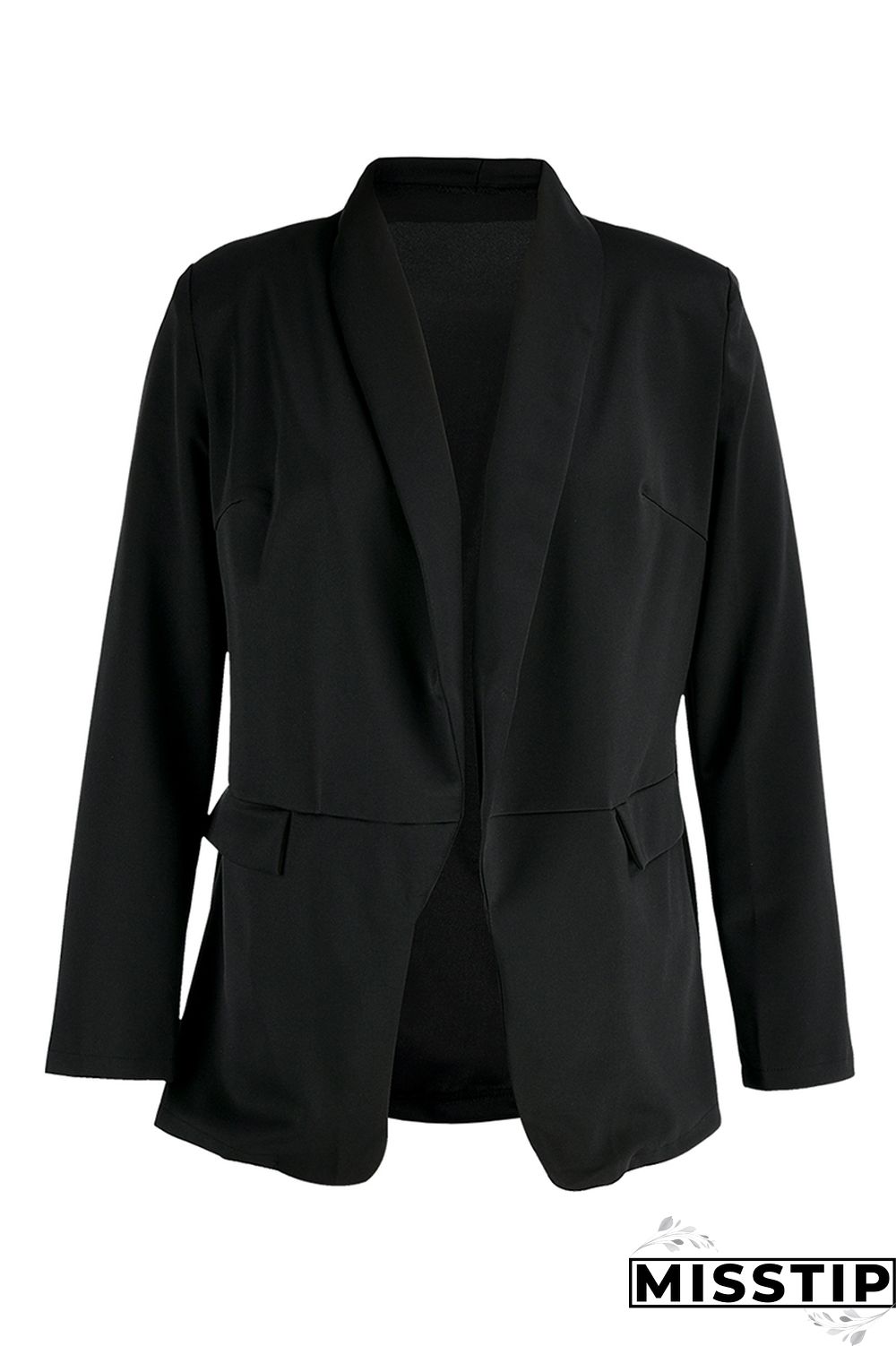 Black Fashion Casual Solid Patchwork Cardigan Turn-back Collar Outerwear