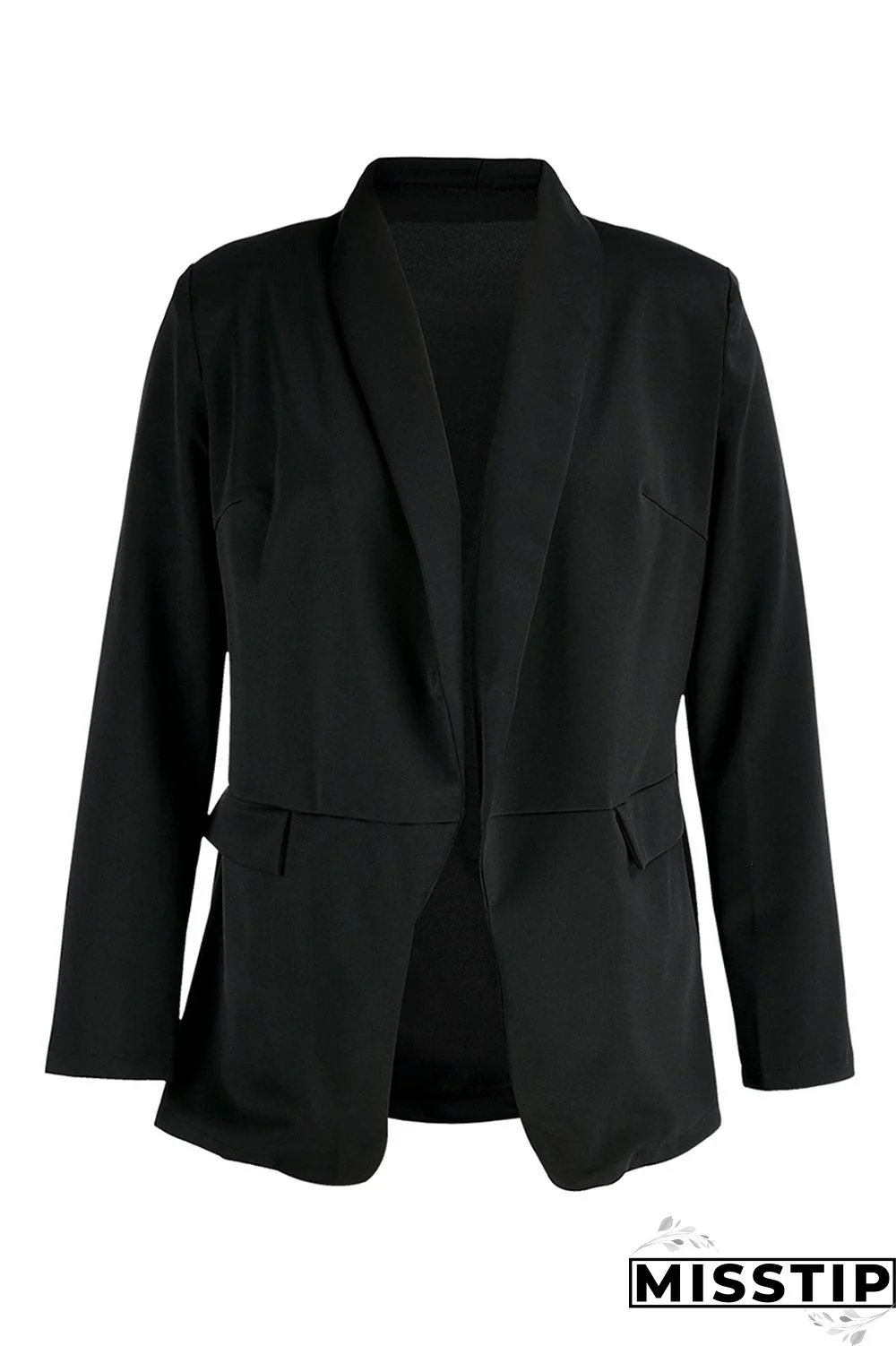 Black Fashion Casual Solid Patchwork Cardigan Turn-back Collar Outerwear