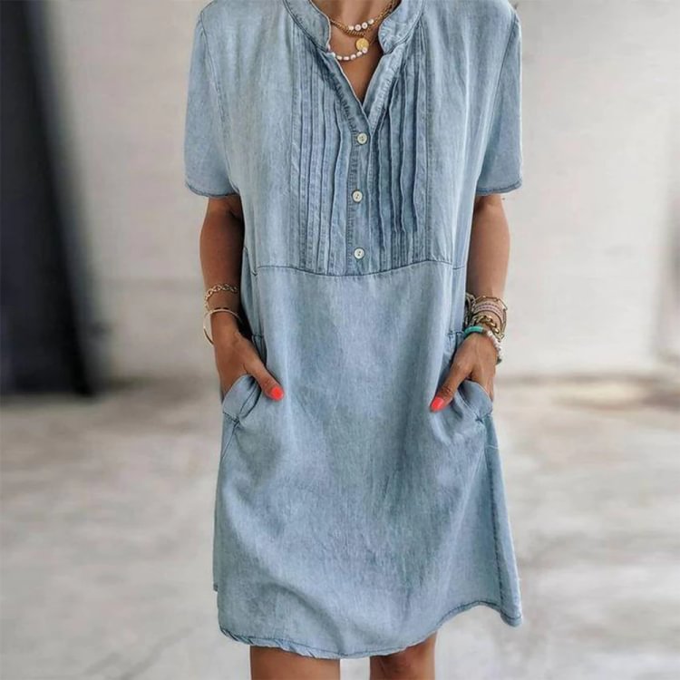 Classy Short Sleeve Plain Mini Dress