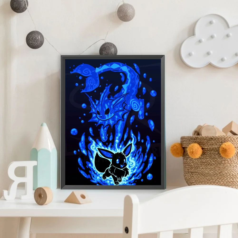 Diamond Painting - Full Round Drill - Silhouette Pokémon(Canvas|30*40cm)