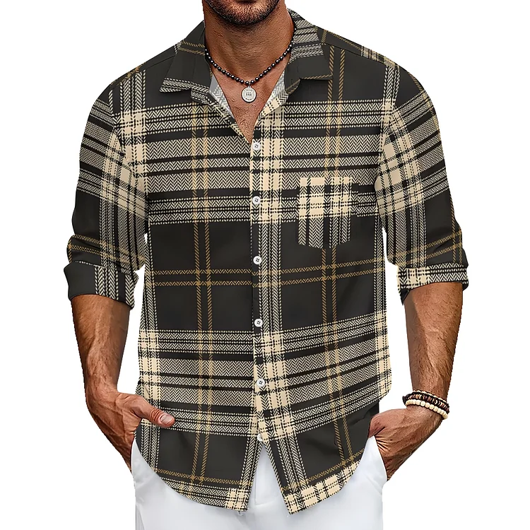 Men's Shirt Checkered Loose Casual Collar Trendy Jacket Shirt