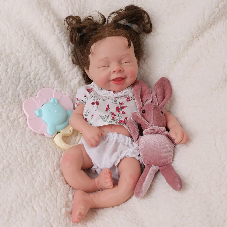 Babeside Sily 12'' Full Silicone Reborn Baby Doll Charming Girl Asleep Smiling