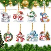 8Pcs DIY Christmas Snowman Diamond Painting Hanging Pendant