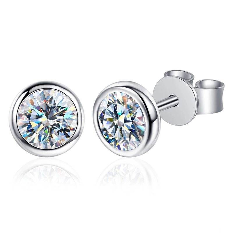 1 Pair 925 Sterling Silver Moissanite Geometric Ear Studs