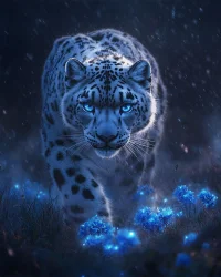 Giant Snow Leopard in Fog &ndash; Diamond Painting