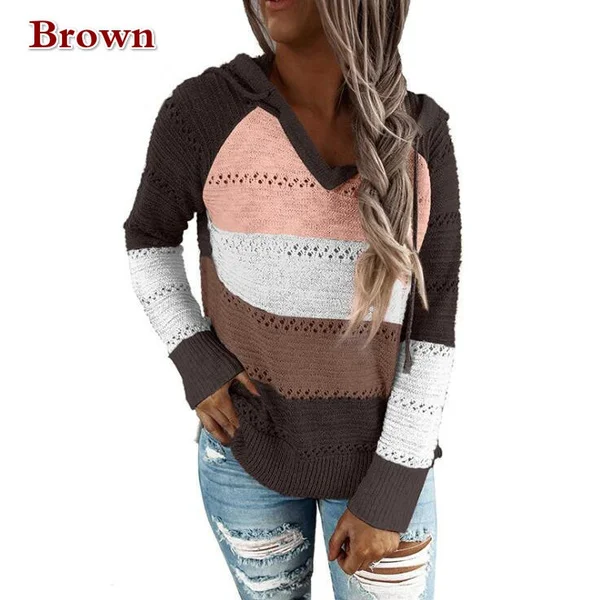 New Comfy Stylish Stitching Color Hoodies For Women Long Sleeve New Casual Clothing Style Casual Tops For Women Women's Casual Spring Fall Sweaters 7 Colors
