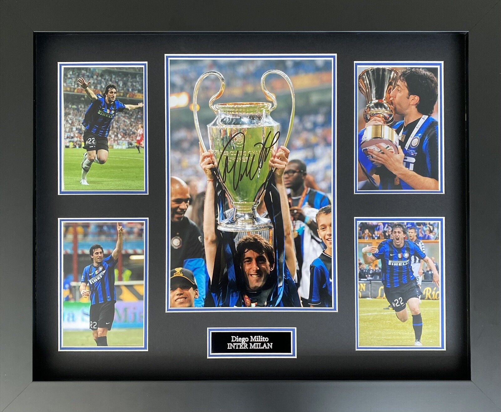 Diego Milito Hand Signed Inter Milan Photo Poster painting In 20x16 Frame Display, Exact Proof
