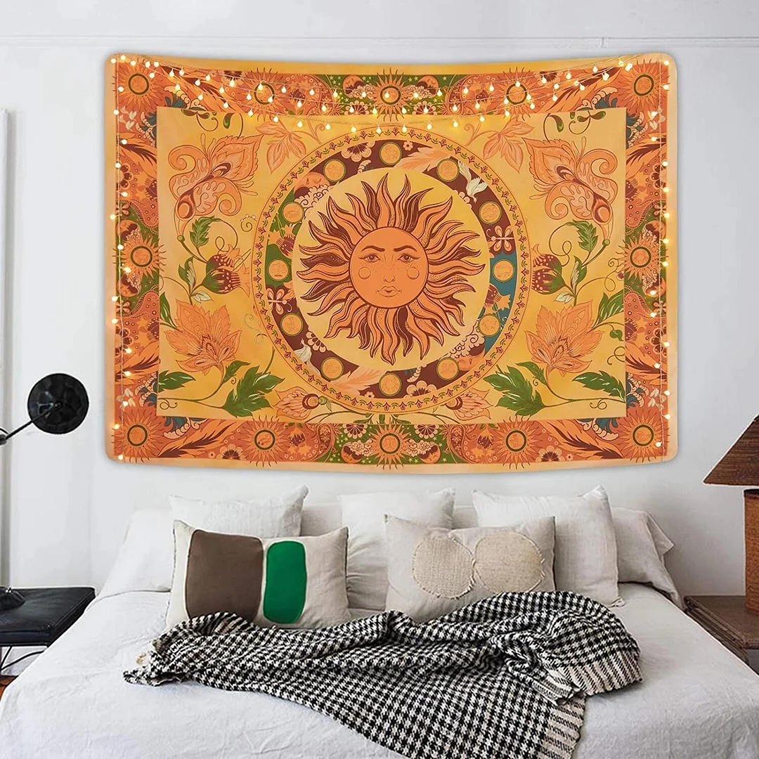 Burning Sun Tapestry Flower Vines Tapestries Vintage Floral Tapestry Mystic Tapestry Hippie Tapestry Wall Hanging for Room