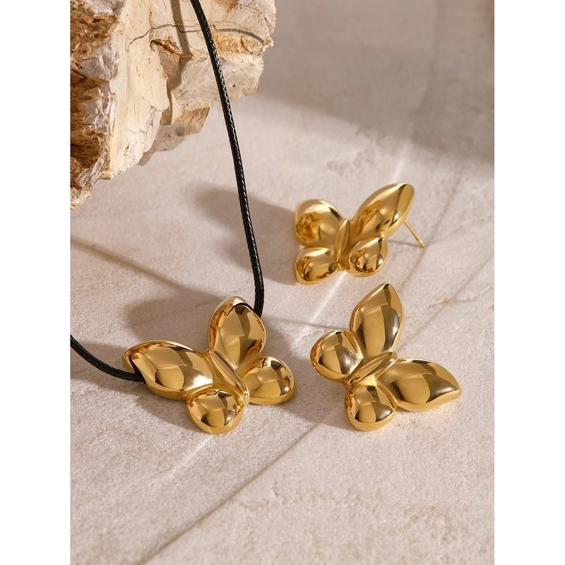 Minimalist Classic Style Butterfly 304 Stainless Steel Jewelry Set
