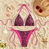 Leopard Print Lace-Up Sexy Bikini Swimsuit Set by Inlyline