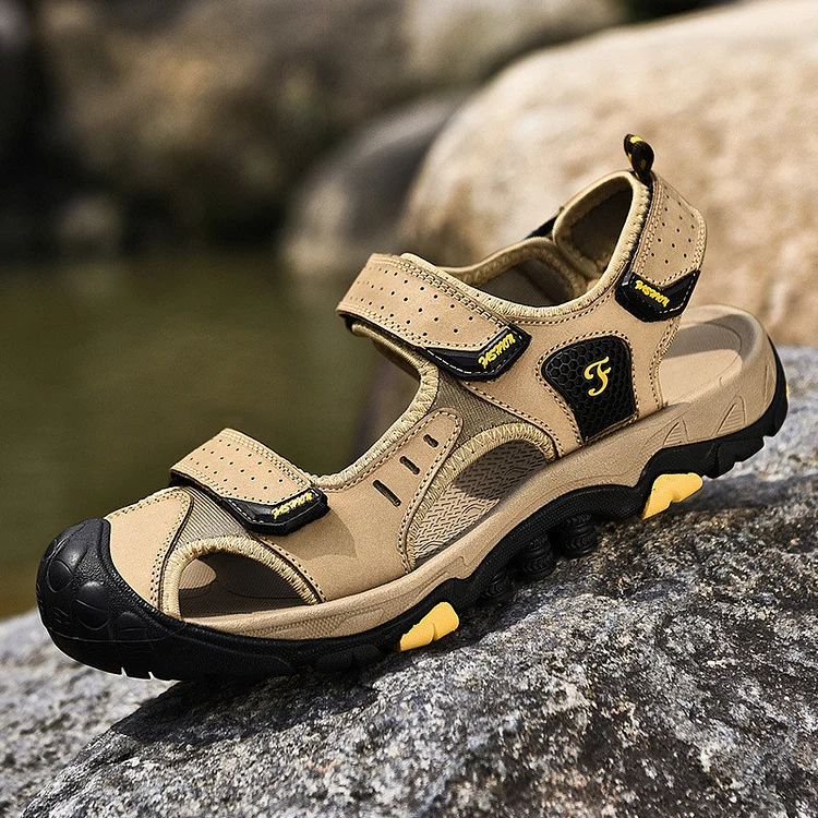 2025 Newly Upgraded Leather Orthopedic Breathable Closed Toe Sandals