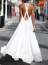Solid Color Backless Halterneck Maxi Dresses