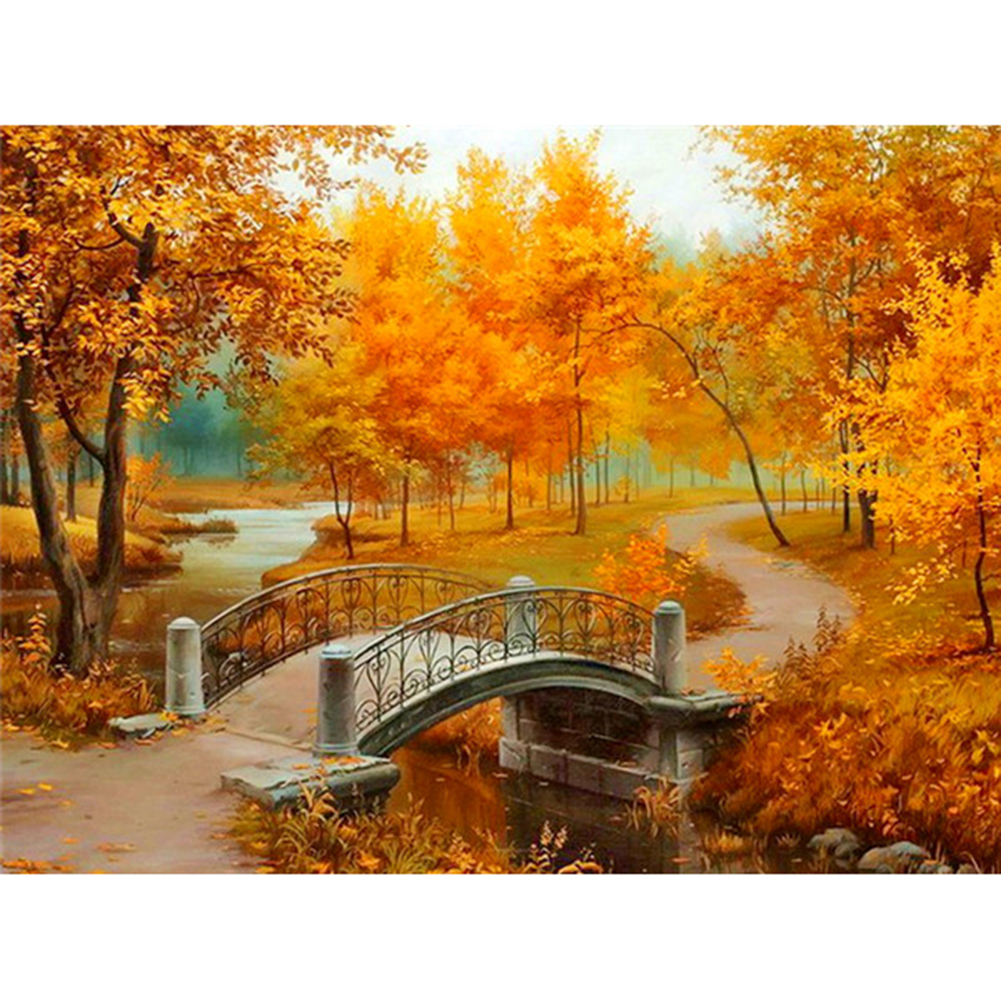 

50*40CM - Square Drill Diamond Painting - Maple Leaf Scenery, 501 Original