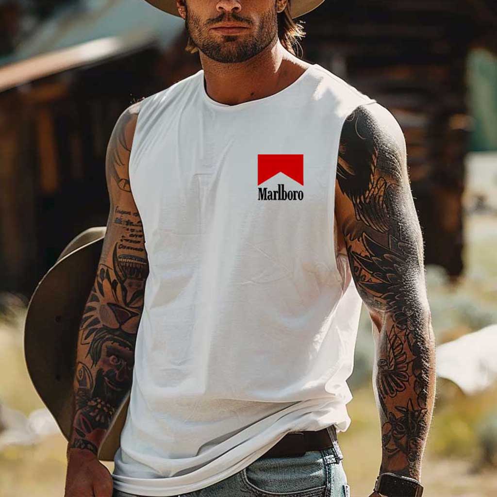 Men's Vintage Western Cowboy Racing Rodeo Graphic Print Round Neck Sleeveless Muscle Tank Top