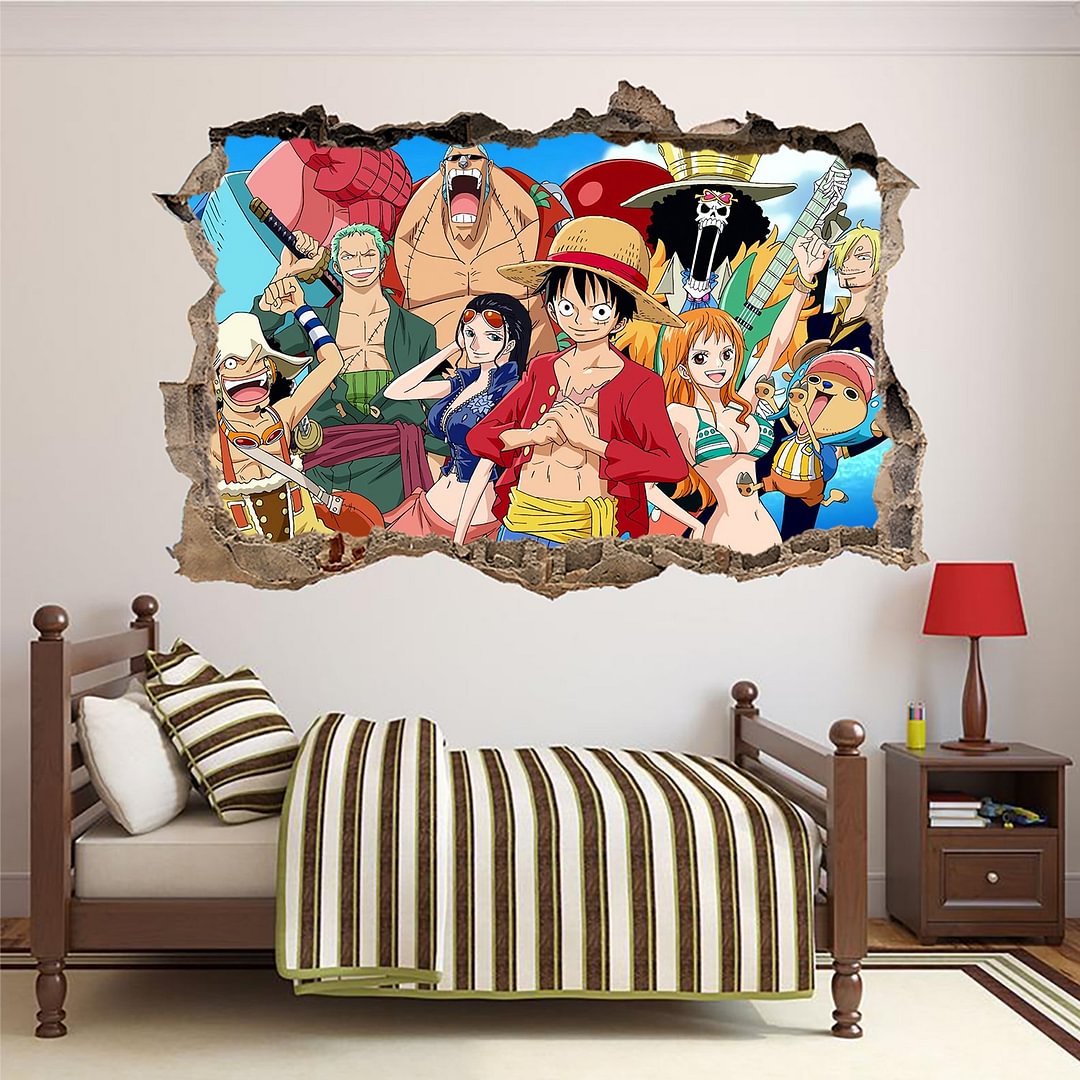 ONE PIECE Wall Sticker Smashed Wall Decal Kids Adults Bedroom Living Room Decoration