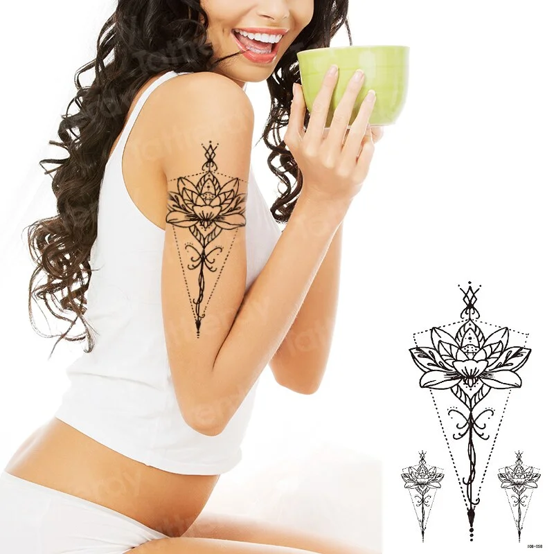 Sdrawing Tattoo Sticker beauty Mermaid Shoulder tattoo Lion wolf skull snake dragon Arm Tattoo Sketch Women body art Waterproof