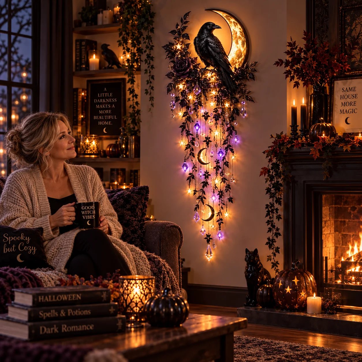 Raven Midnight Halloween Living Room