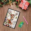 (US Local)Christmas Deer A5 Size Diamond Painting Notebook Set with 4Pcs Bookmark Gift