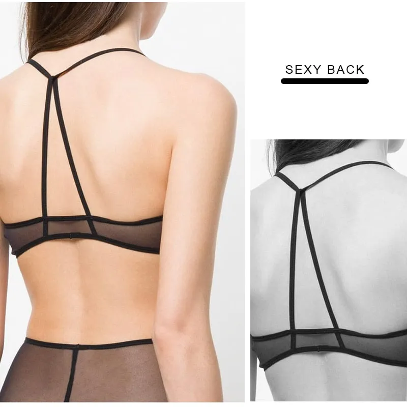Women Transparent Bralette See Through Bra Mesh Unlined Lingerie Sexy Lace  Tube Top Soft Comfortable Brassiere Black Underwear