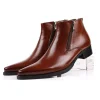 Classic Mens Pointed Toe Leather Ankle Dress Boots