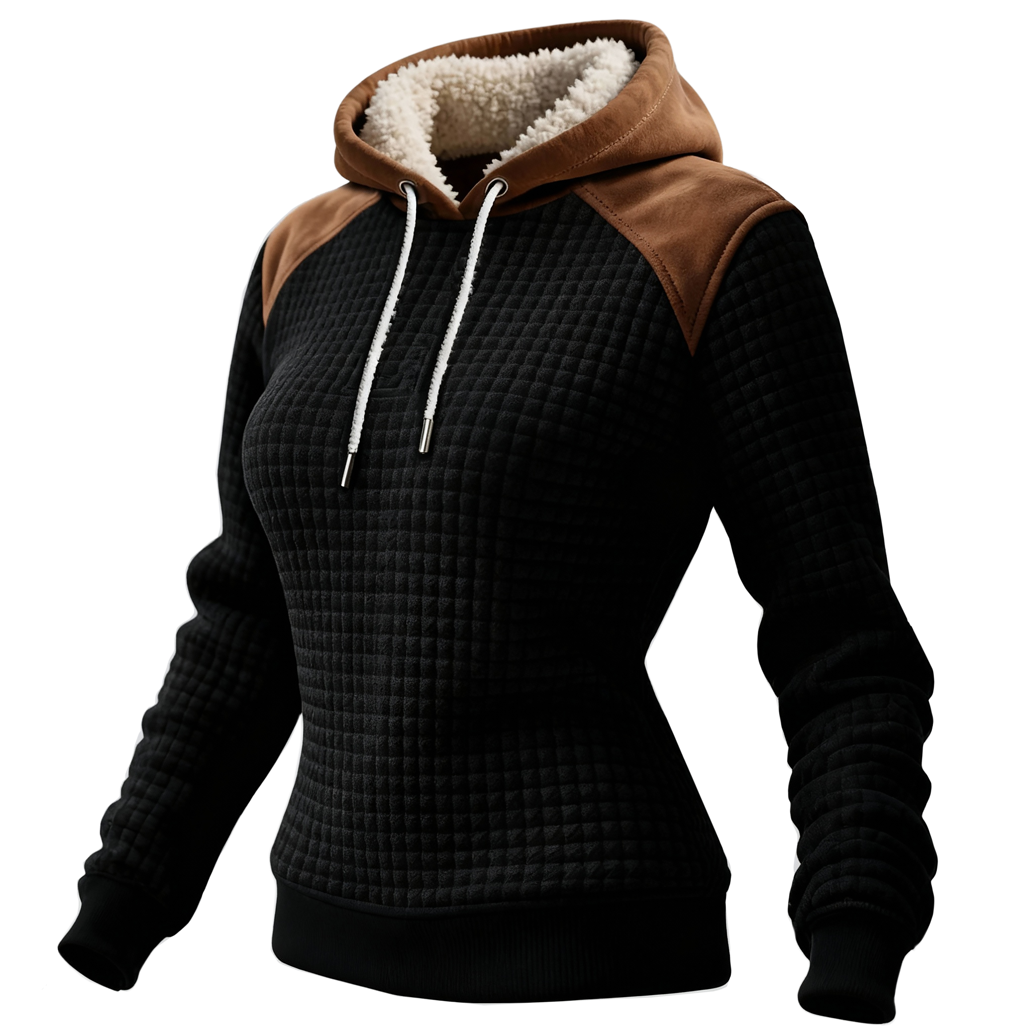  High-Neck Pullover with Contrast Shoulder Panels and Vertical Logo Sleeve