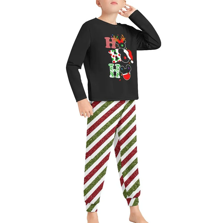 Children's Pajama Suit Green And Red Stripes