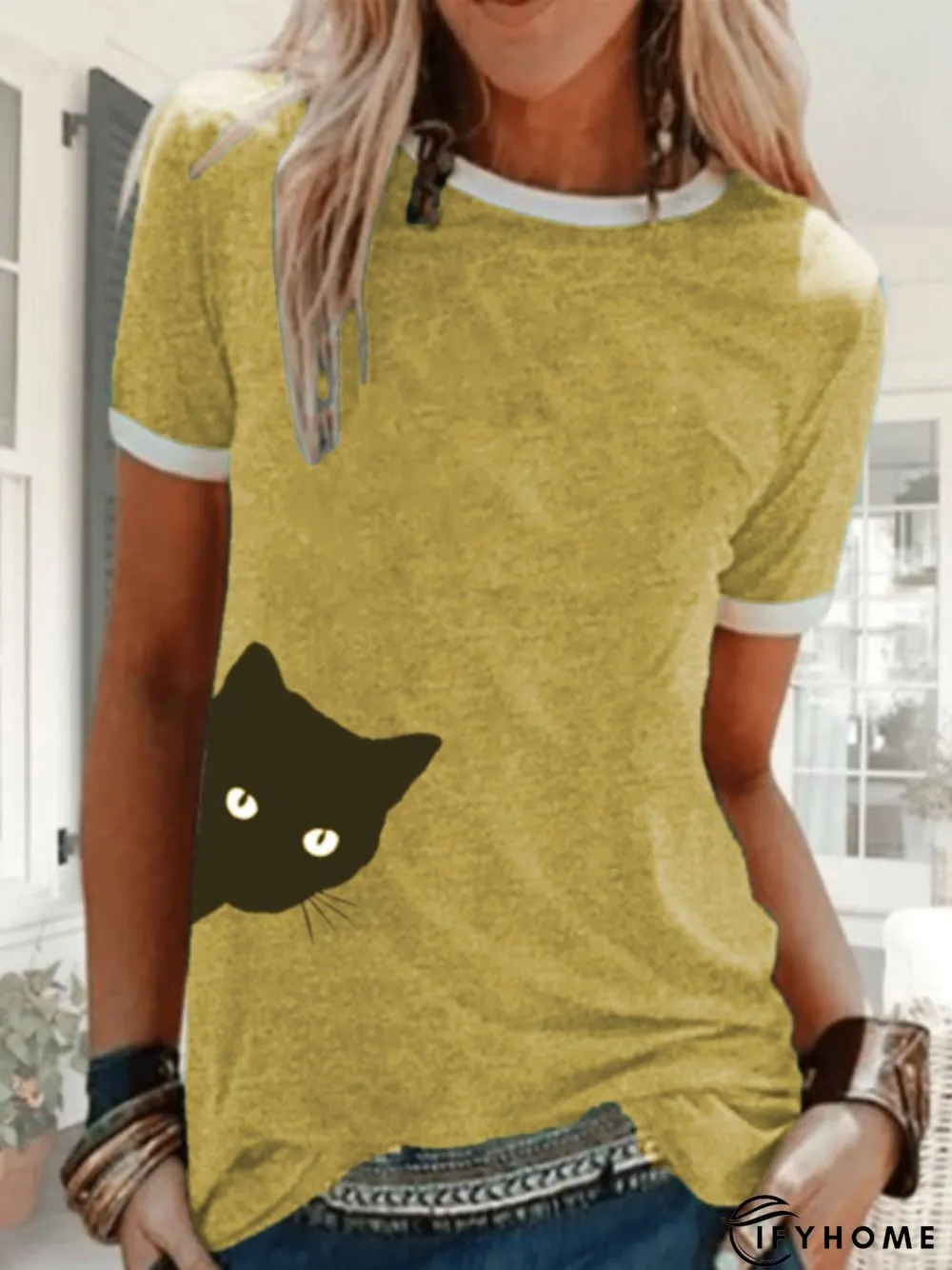 Printed Cotton Casual T-Shirt Top | IFYHOME