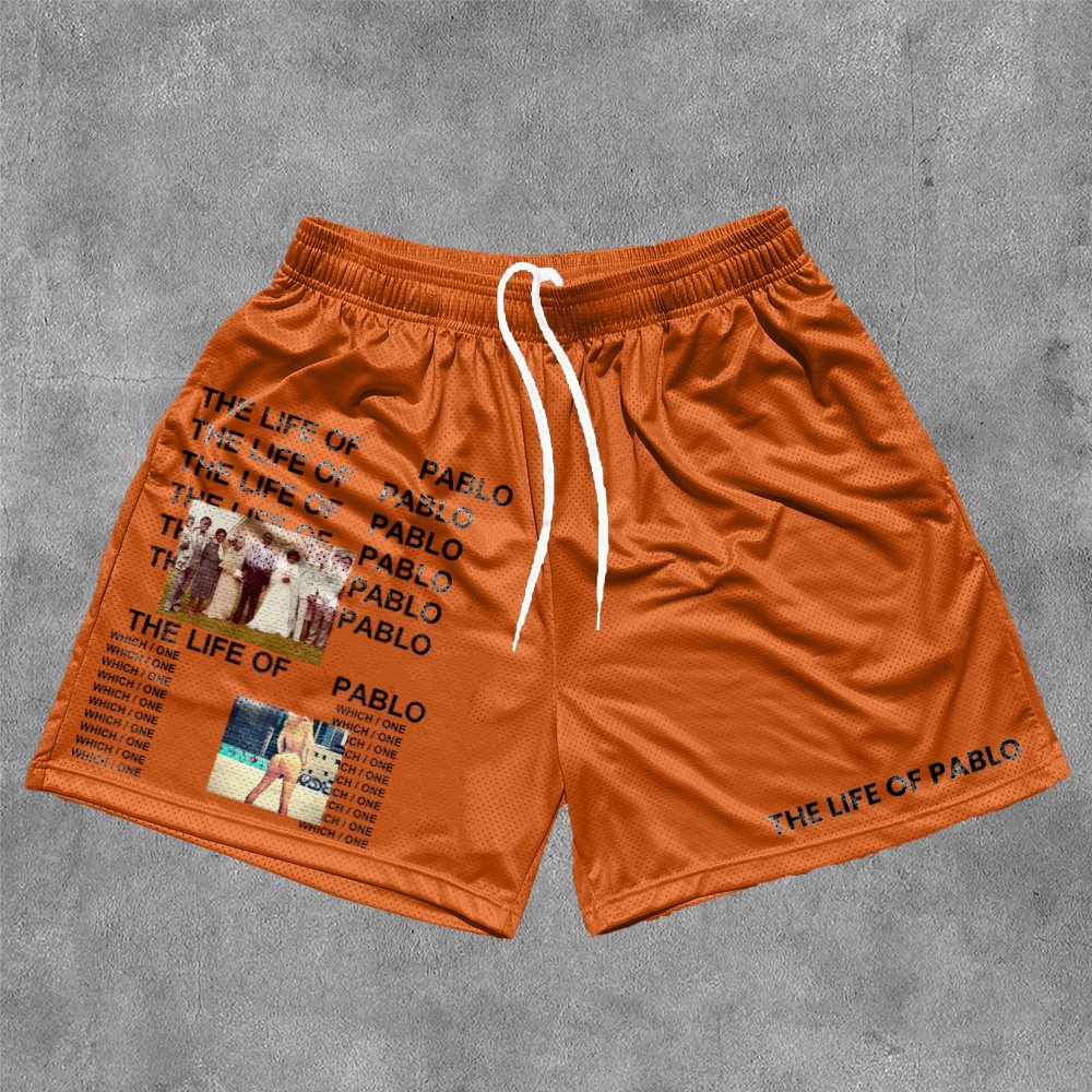 Sopula Vintage The Life Of Pablo Graphics Mesh Shorts - SOPULA