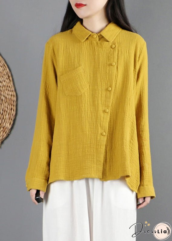 Unique Yellow Patchwork Shirt Long Sleeve