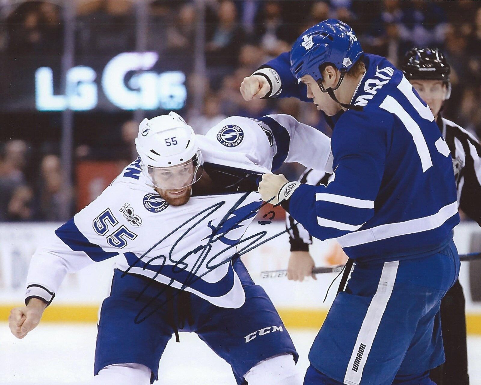 Braydon Coburn Signed 8x10 Fight Photo Poster painting Tampa Bay Lightning Autographed COA