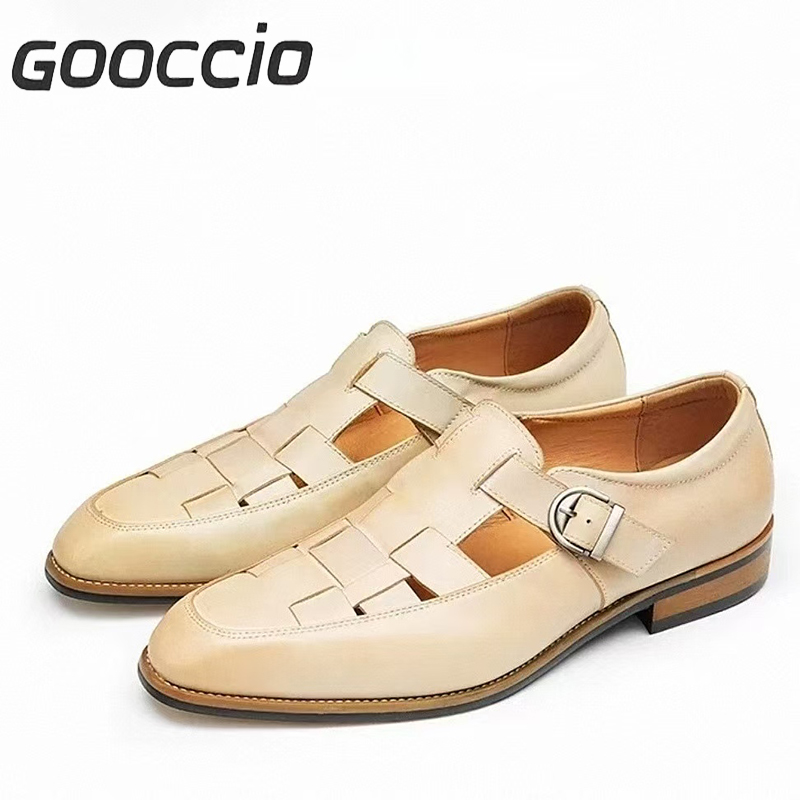 MJ180  Calf Skin Dress Sandals For Men GOOCCIO   