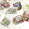 6PCS Diamond Painting Easter Flowers Greeting Card Set with Envelopes for Adults Gifts