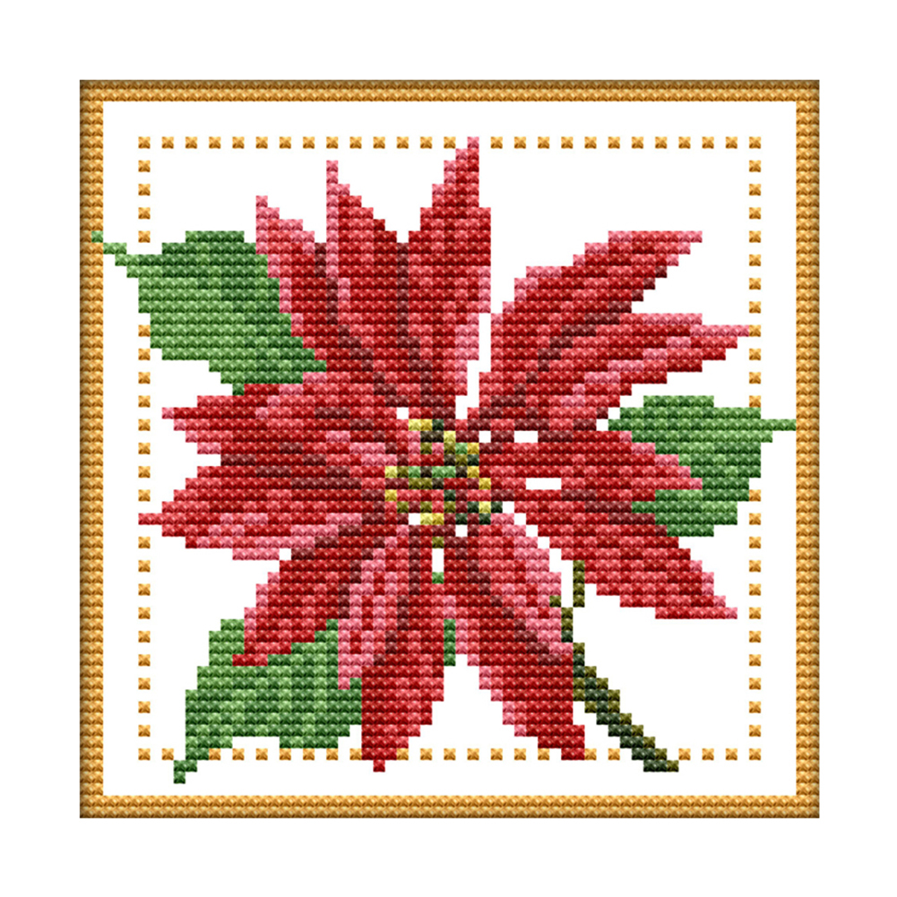December Flowers - December (21*21CM) 11CT Stamped Cross Stitch gbfke