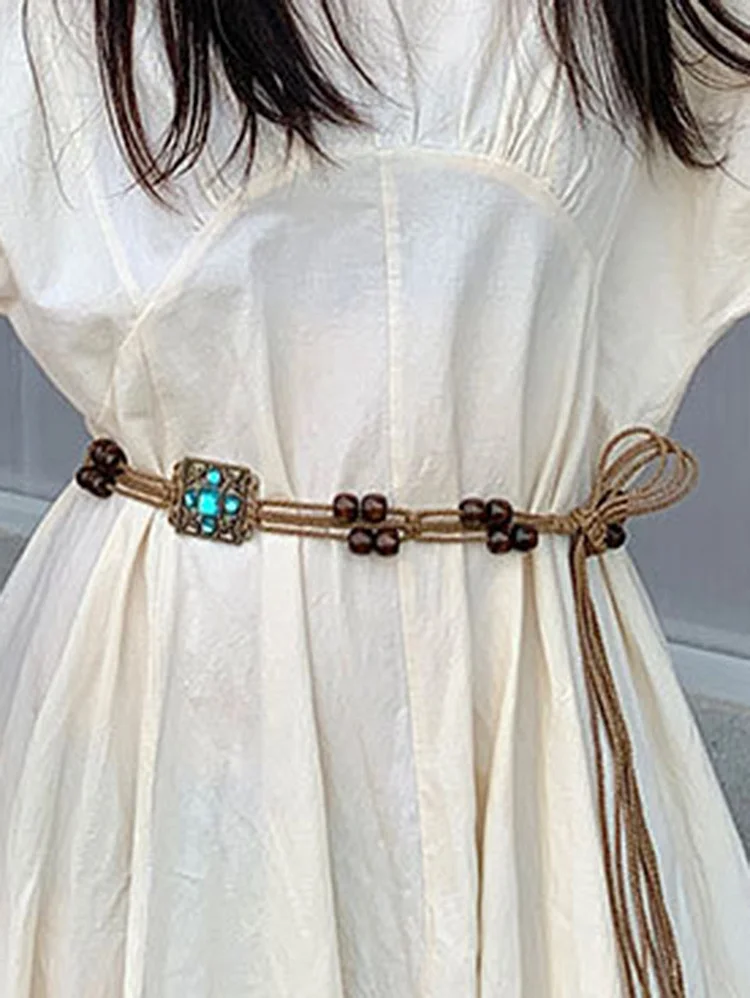 Retro Beads Dress Decorative Waist Belt