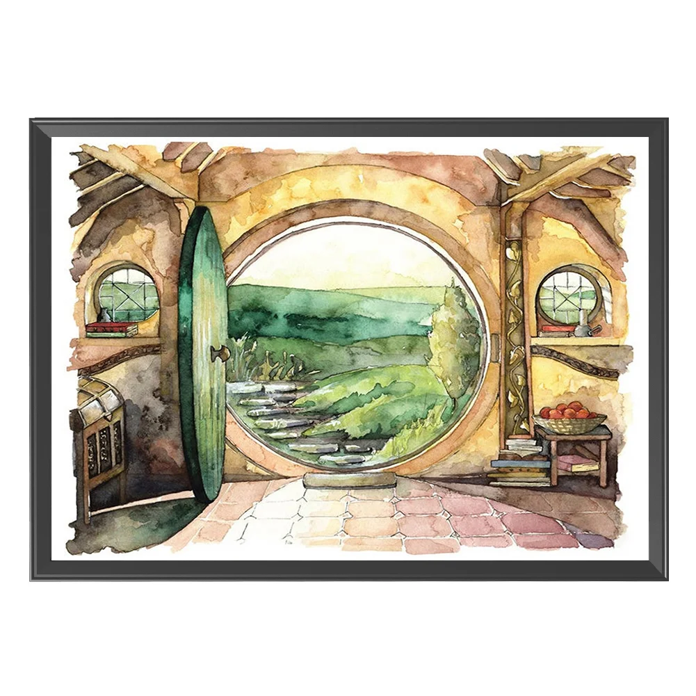 11CT Full Stamped Cross Stitch - Hobbit House(Canvas|50*40CM)