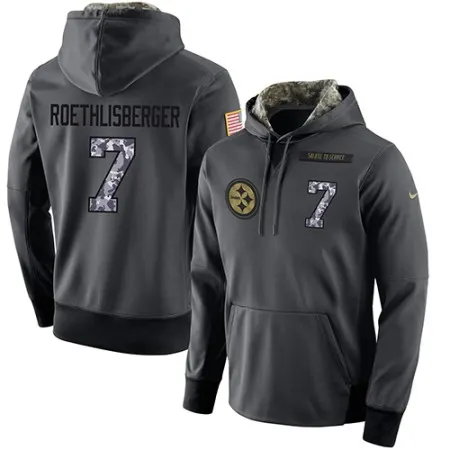 NFL Men's  Pittsburgh Steelers #7 Ben Roethlisberger Stitched Black Anthracite Salute to Service Player Performance Hoodie