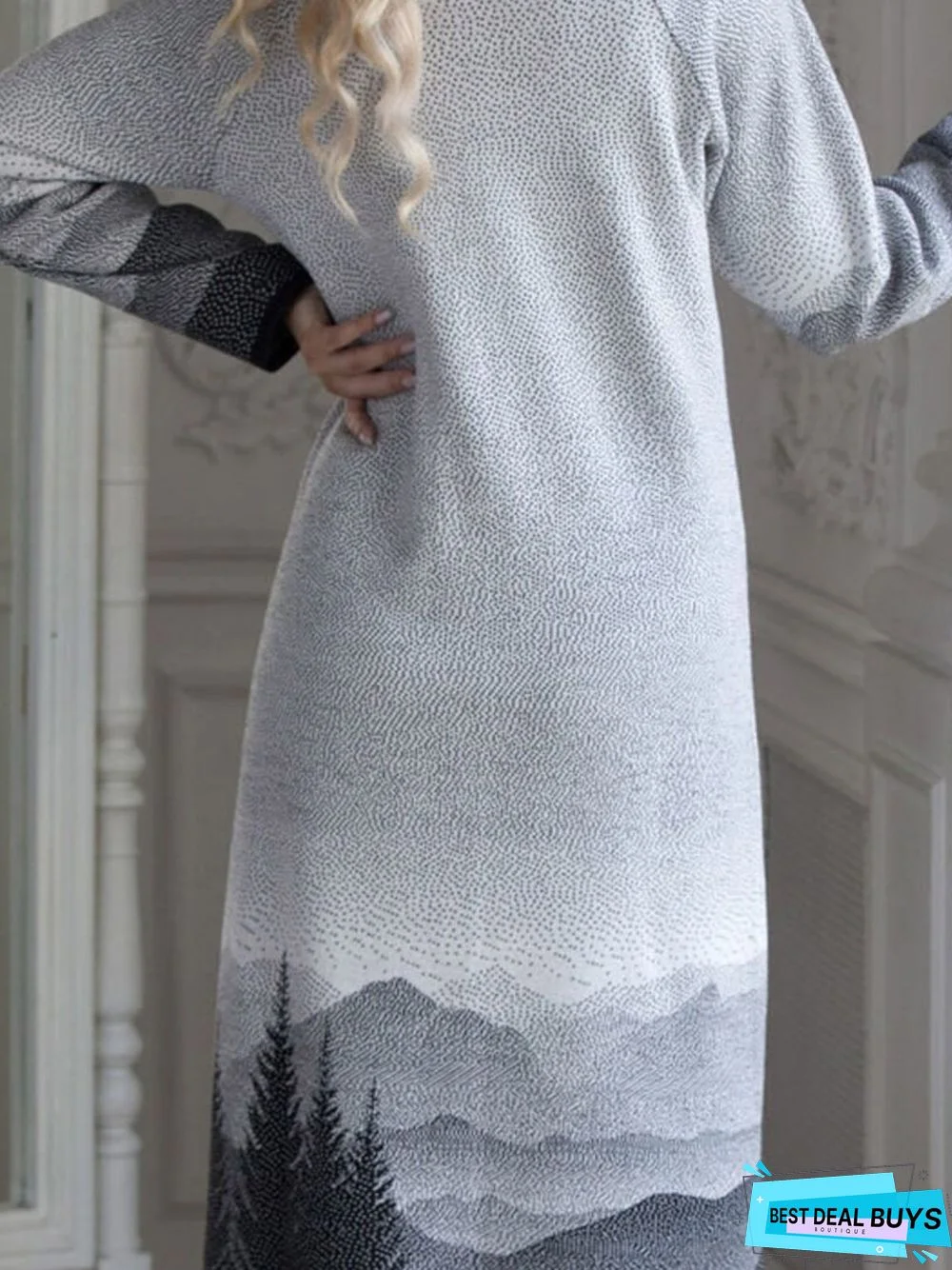 Casual Landscape painting Knitting Dress