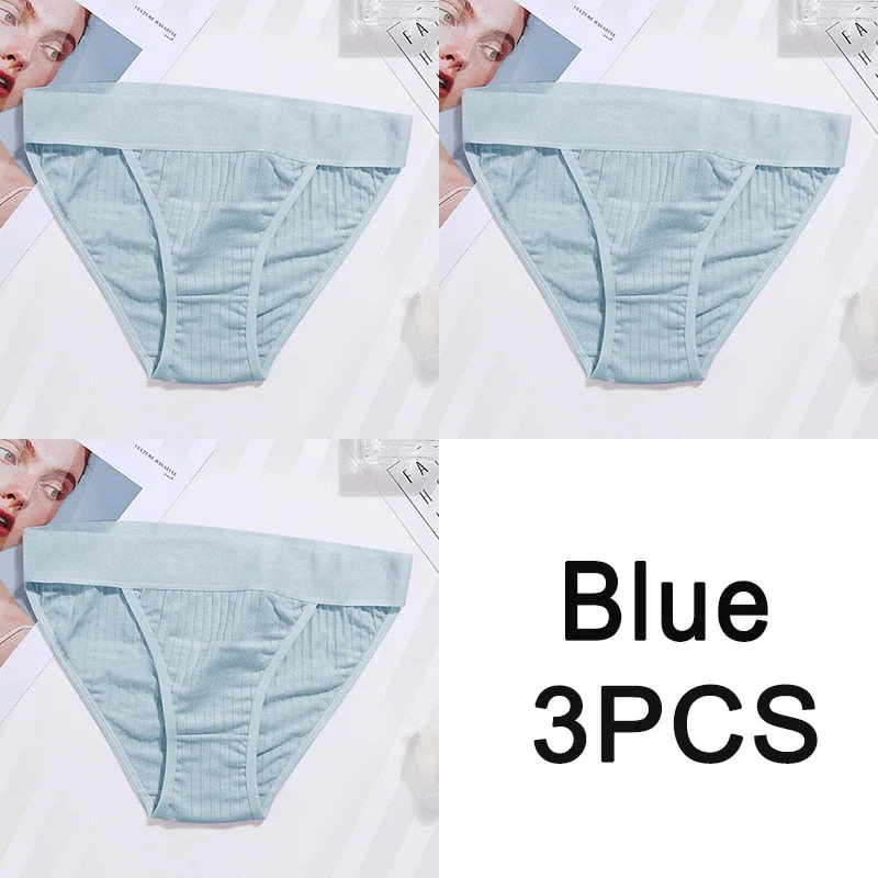 3PCS Women Cotton Panties Sexy Low Waist Underwear Panties Female Lingerie Underpants Hollow Heart Embossed Briefs Solid Color