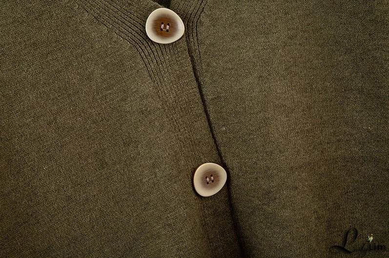 Wide-Leg Pants Suit with V-Neck Cardigan Sweater