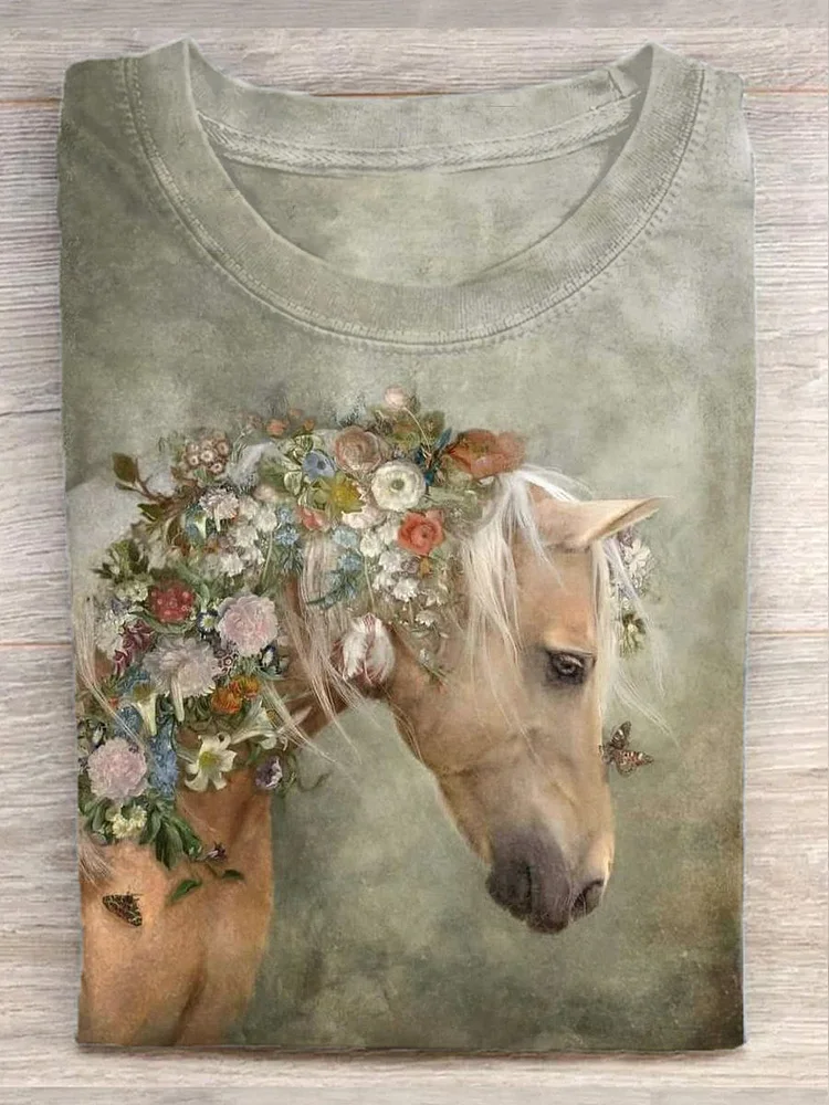 Unisex Horse Lover Printed Casual Short Sleeve T-Shirt