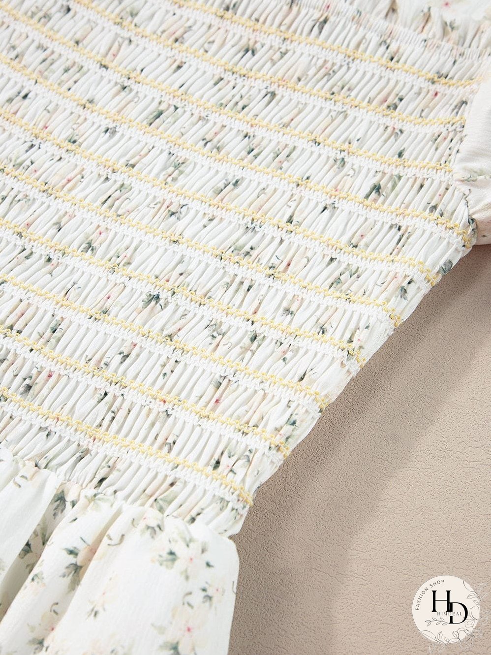 Floral Tiered White Maxi Dress with Shirred Bodice