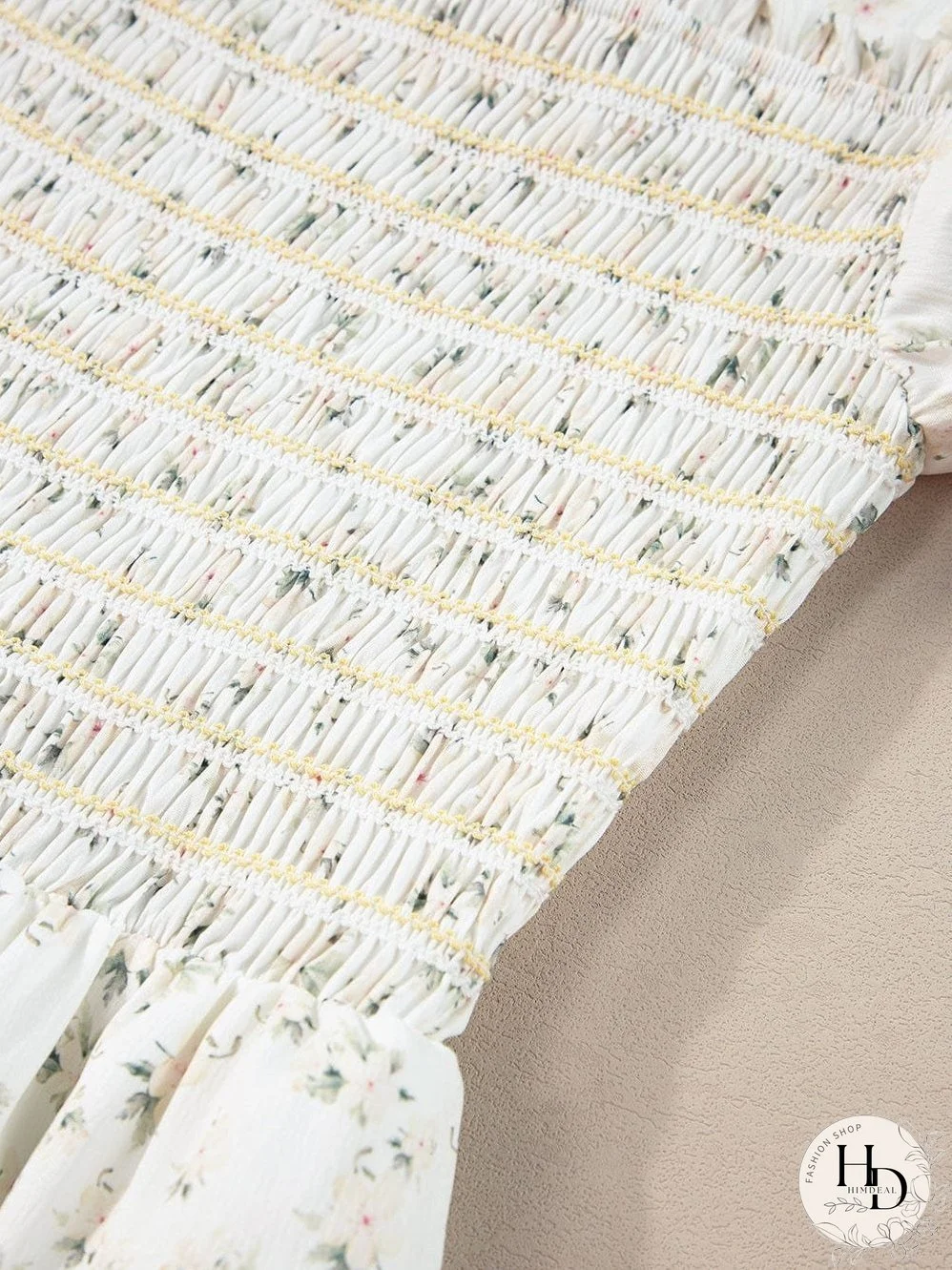 Floral Tiered White Maxi Dress with Shirred Bodice