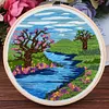 【Limited Stock Sale】Lakes And Sky-DIY Embroidery Kit with Pattern Cotton Threads Needles Hoop 30*30cm/11.81*11.81in tapestrymarket