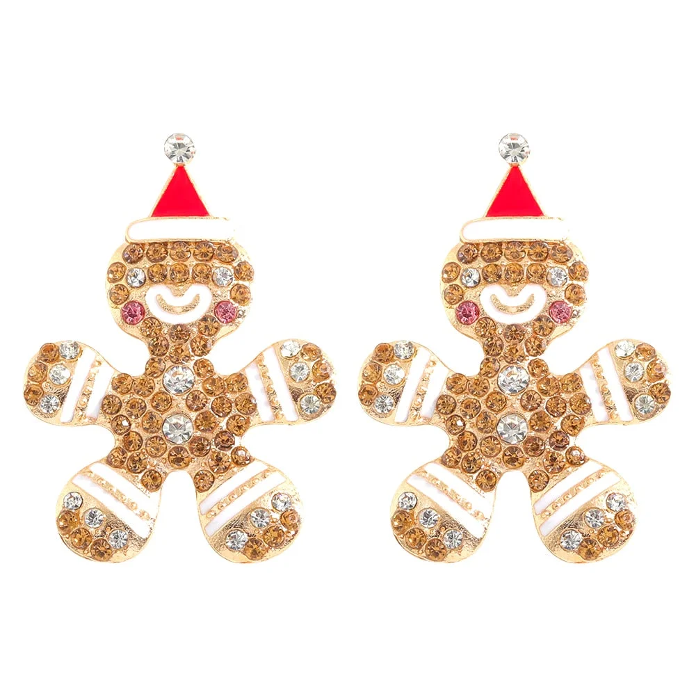 Dvacaman Sparkle Christmas Tree Candy Cane Gingerbread House Christmas Cactus Snowman Santa Drop Earrings For Women Cute Jewelry