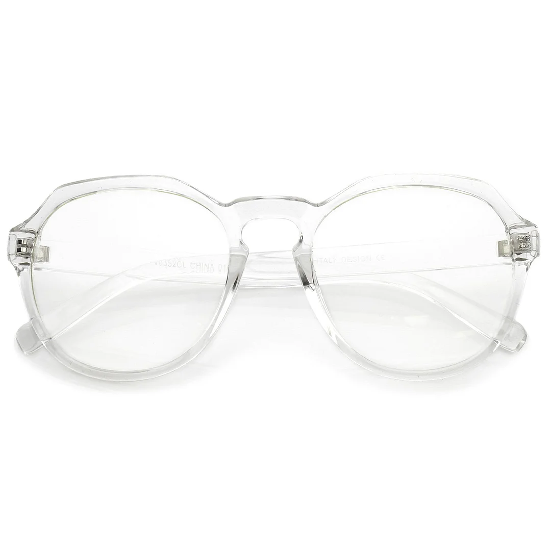 Modern Keyhole Nose Bridge Clear Lens Round Eyeglasses 55mm