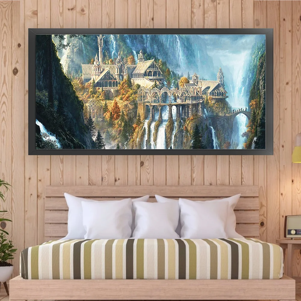 Castle Printed Cross Stitch Kit 80x40cm DIY 18CT Thread Art Needlework Decor