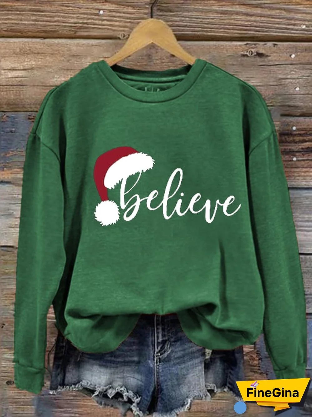 Women's Merry Christmas Christmas Believe Printed Sweatshirt