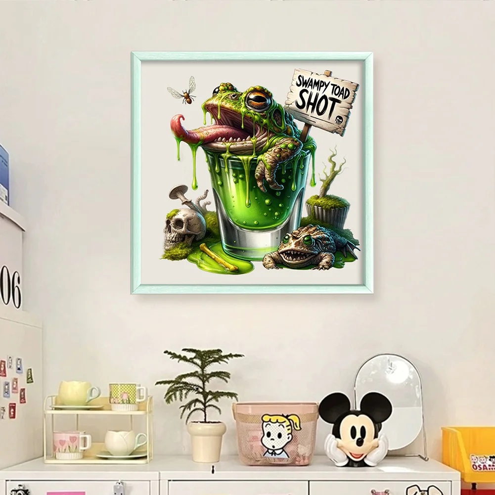 14CT Full Stamped Glass Cross Stitch - Halloween Wine(Canvas|50*50CM)