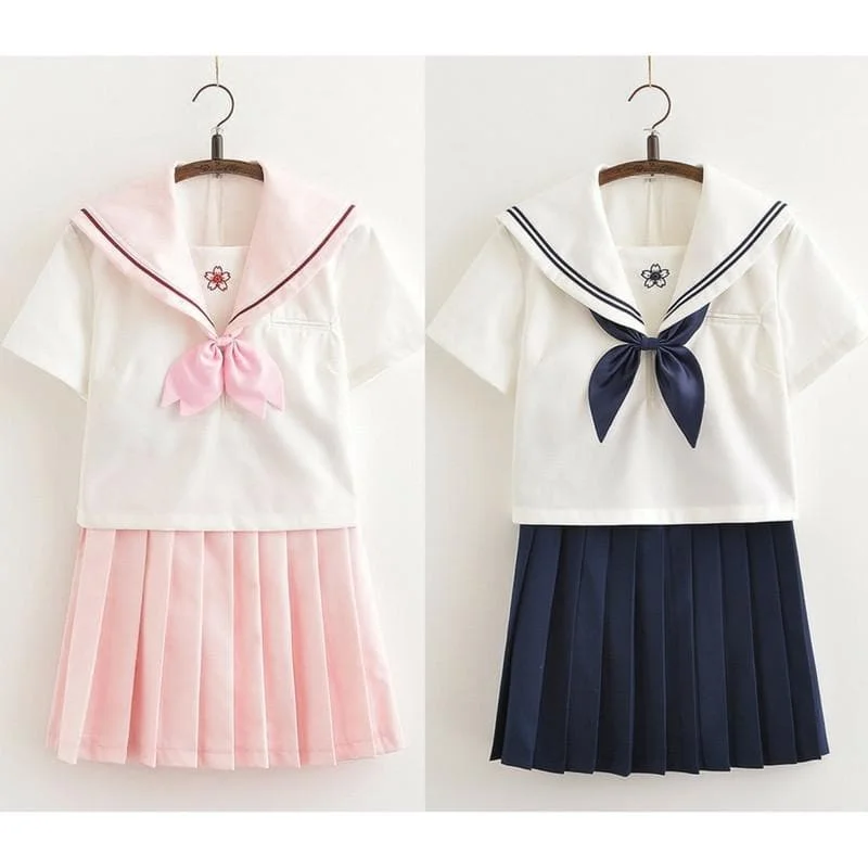 Pink/Navy Kawaii Sakura Sailor Uniform Set SP179518